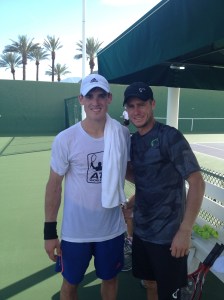 Practicing with Hewitt in Indian Wells